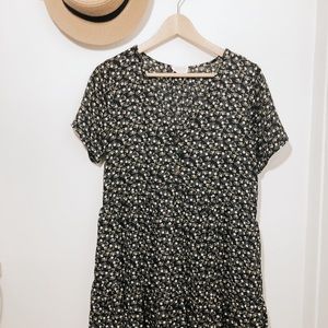 Floral black baby doll dress